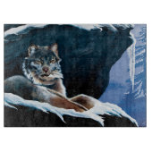Planche À Découper Lynx hivernal majestueux se reposant sur une monta (Devant)