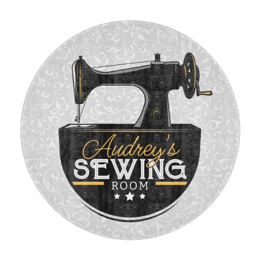 Planche À Découper Machine à coudre antique AJOUTER LE NOM Seamstress (Devant)