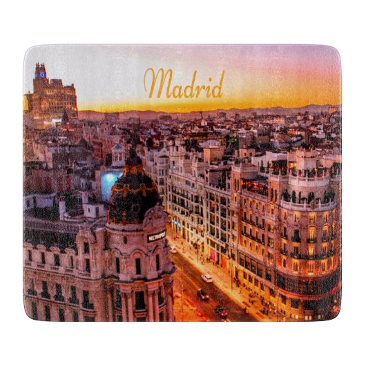 Planche À Découper Madrid Espagne Capitol City Skyline (Devant)