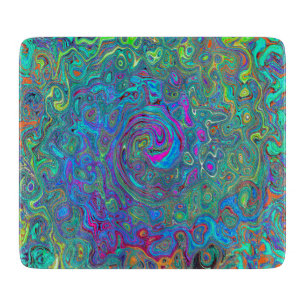 Planche À Découper Magenta, Bleu et Vert écume de mer Retro Swirl