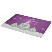 Planche À Découper Magenta Snowy Christmas Tree Cutting Board (Coin)
