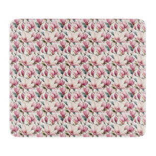 Planche À Découper Magnolias aquarelles féminins gracieux
