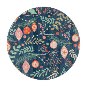 Planche À Découper Main de Noël Vintage dessinée sans couture