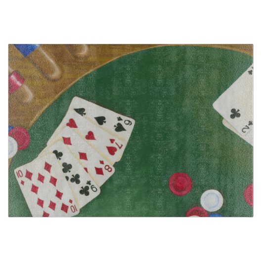 Planche À Découper Main de Poker gagnante six à dix (Devant)