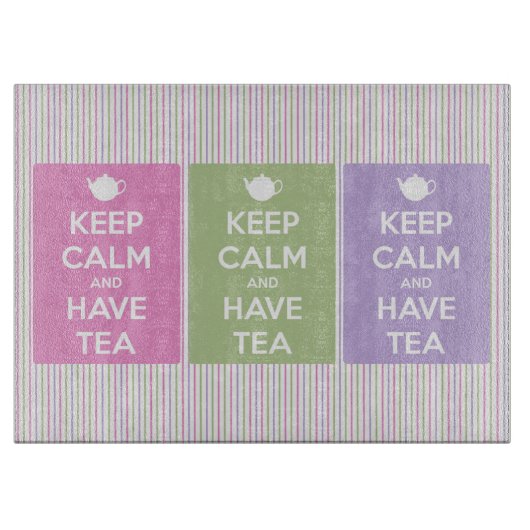 Planche À Découper Maintenez calme et ayez le collage de thé (Devant)