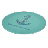 Planche À Découper Maison de plage nautique, Ancre, Corde, Vert Menth (Coin)