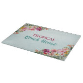 Planche À Découper Maison de plage tropicale Fleurs roses Floral Bota (Coin)
