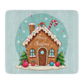 Planche À Découper Maison en pain d'épices de Whimsical scène de Noël (Devant)