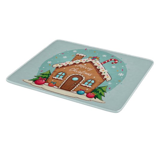 Planche À Découper Maison en pain d'épices de Whimsical scène de Noël (Coin)