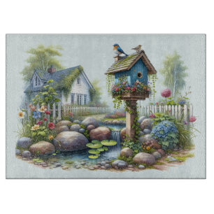 Planche À Découper Maisoncampagne Maison d'oiseau aquarelle de jardin