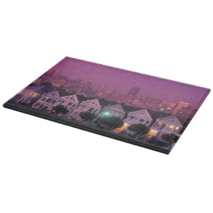 Planche À Découper Maisons de rangées au coucher du soleil à San Fr