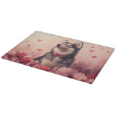 Planche À Découper Malamute d'Alaska avec des Roses - Saint-Valentin  (Coin)