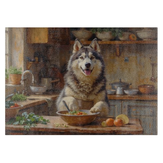 Planche À Découper Malamute d'Alaska cuisine dans la cuisine (Devant)