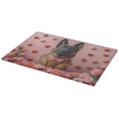 Planche À Découper Malinois belge avec des roses - Saint-Valentin (Coin)