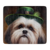 Planche À Découper Malti Tzu Chien en Robe de la Saint Patrick (Devant)