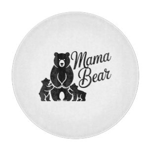 Planche À Découper Maman Ourse avec Oursons Famille d'Ours Mignonne