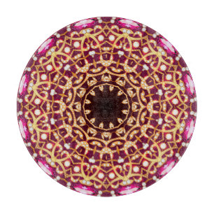Planche À Découper Mandala broch, arrière - plan vintage géométrique.