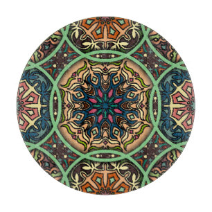 Planche À Découper Mandala coloré : Vintage main florale tirée
