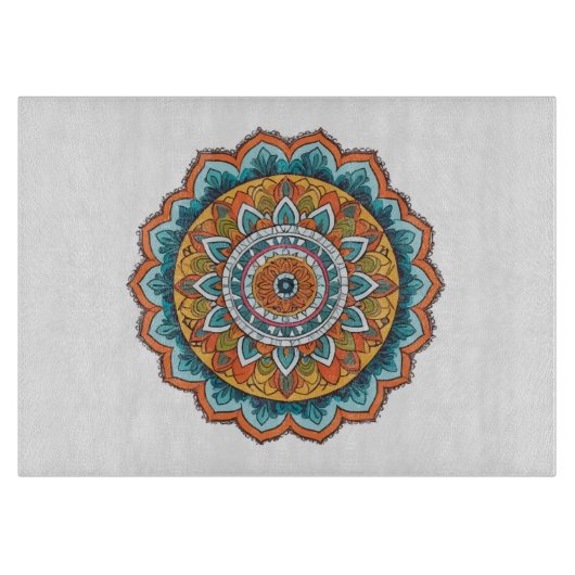 Planche À Découper mandala de diverses couleurs (Devant)