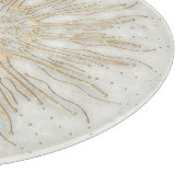 Planche À Découper Mandala de sunburst de style boho bio blanc doré (Coin)