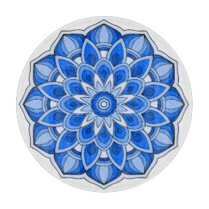 Planche À Découper Mandala en bleu