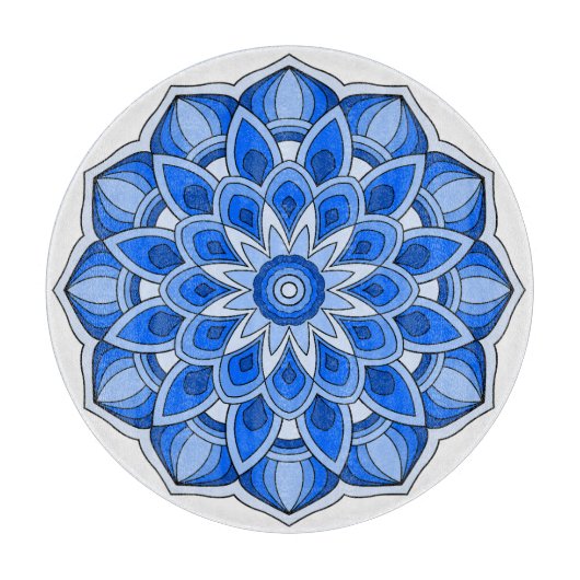 Planche À Découper Mandala en bleu (Devant)