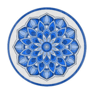 Planche À Découper Mandala en bleu