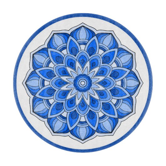 Planche À Découper Mandala en bleu (Devant)