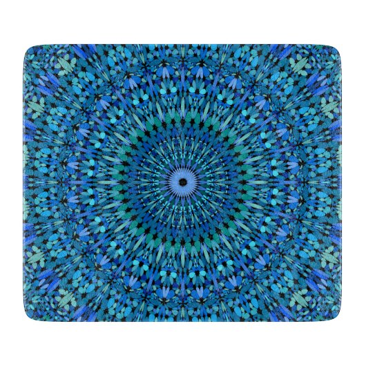 Planche À Découper Mandala en pierre bleu et vert de jardin (Devant)