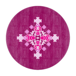 Planche À Découper Mandala en quatre points - rose pâle et prune