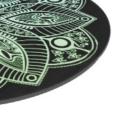 Planche À Découper Mandala Exotic Tribal Green Gradient (Coin)