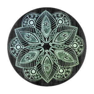 Planche À Découper Mandala Exotic Tribal Green Gradient