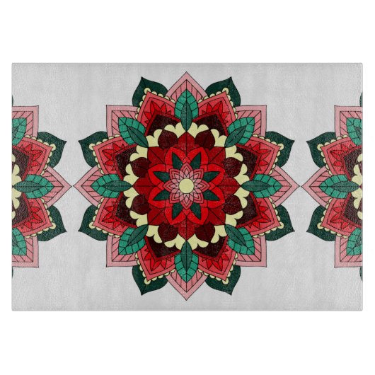 Planche À Découper Mandala Motif 02 en carton rouge (Devant)