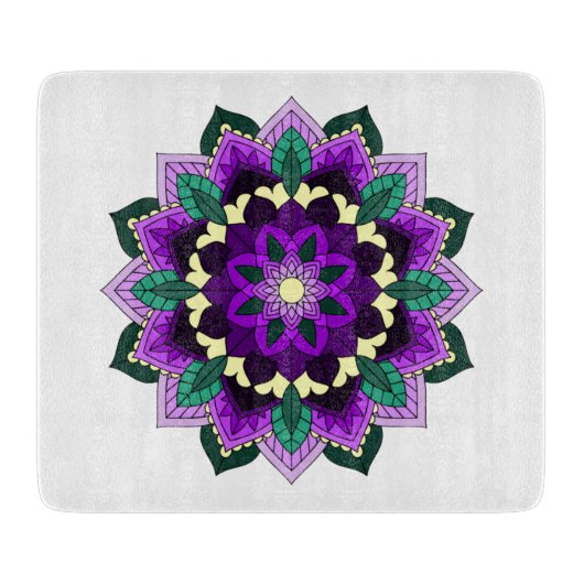 Planche À Découper Mandala Motif 02 en violet (Devant)