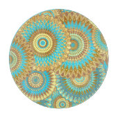 Planche À Découper Mandala superposé bleu marron or (Devant)