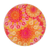 Planche À Découper Mandala superposé orange rose jaune (Devant)
