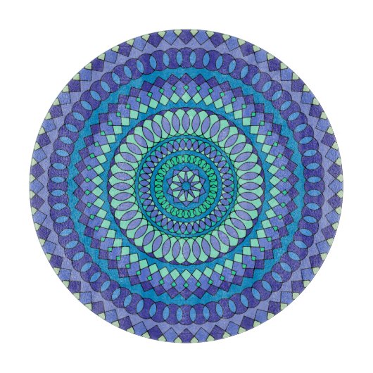 Planche À Découper Mandala turquoise et bleu sarcelle (Devant)