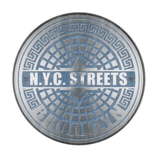 Planche À Découper Manhole Cover Brooklyn Blue (Devant)