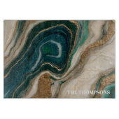 Planche À Découper Marble Green Gold Glitter Elegant Personalized (Devant)
