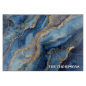 Planche À Découper Marble Navy Blue Gold Glitter Elegant Personalized (Devant)