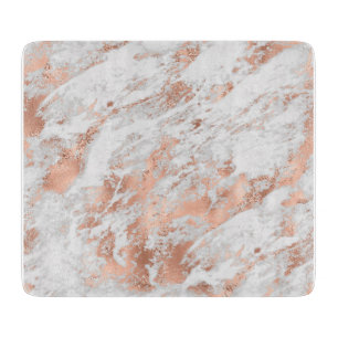 Planche À Découper Marbre 3 Or Blanc et Rose
