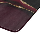 Planche À Découper Marbre Agate Chic Noir Violet Paillettes Dorées (Coin)