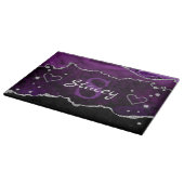 Planche À Découper Marbre Agate Monogramme Violet et Faux Paillettes  (Coin)