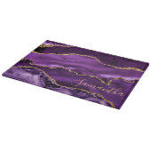 Planche À Découper Marbre agate pailleté violet et or faux (Coin)