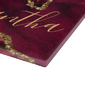 Planche À Découper Marbre agate paillettes rouge et or faux (Coin)