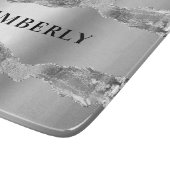 Planche À Découper Marbre argenté nom élégant (Coin)