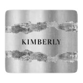 Planche À Découper Marbre argenté nom élégant (Devant)