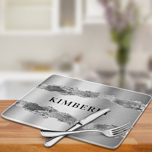 Planche À Découper Marbre argenté nom élégant