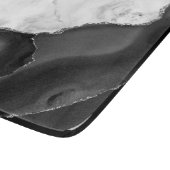 Planche À Découper Marbre Blanc Agate Noire Paillettes Argentées (Coin)