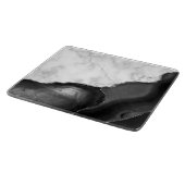 Planche À Découper Marbre Blanc Agate Noire Paillettes Argentées (Coin)